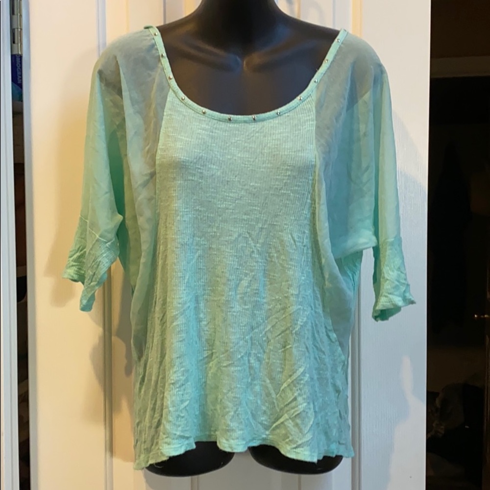 Mint green sheer sides crop top by Daytrip